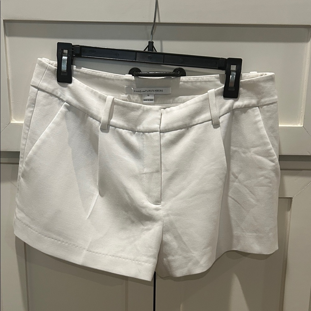 Diane Von Furstenberg White High Waist Shorts